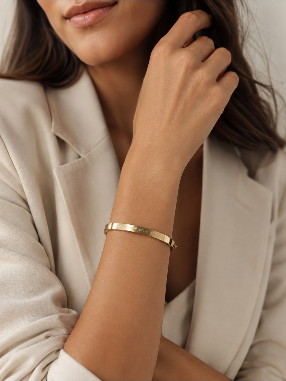 Stella & Dot Gold Engravable Bangle Bracelet